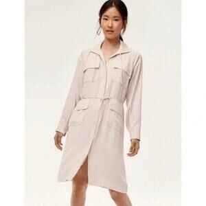 Aritzia Babaton Cream Howitt Utility Long Sleeve Multi Pocket Shirt Dress Size L